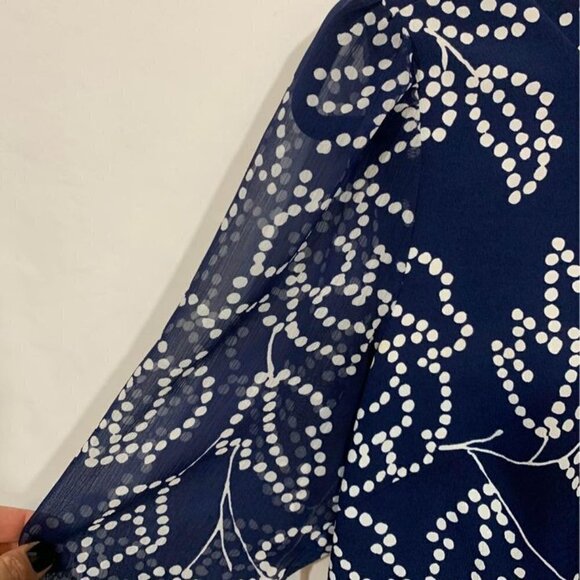 Karl LAGERFELD woman’s navy/white dress with sheer sleeves. Lined. Size 8. Cutou - Picture 4 of 12